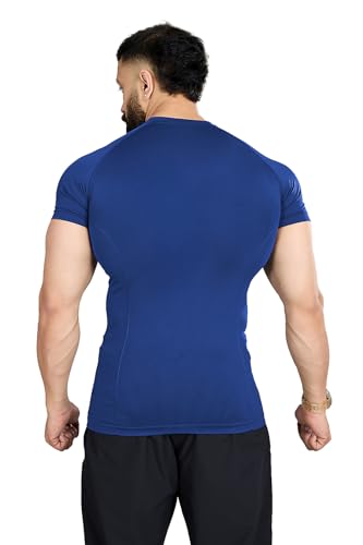 Image of FUAARK Nylon Seamless Compression Half Sleeves Dry Fit T-Shirts for High Performance in Gym & Workout