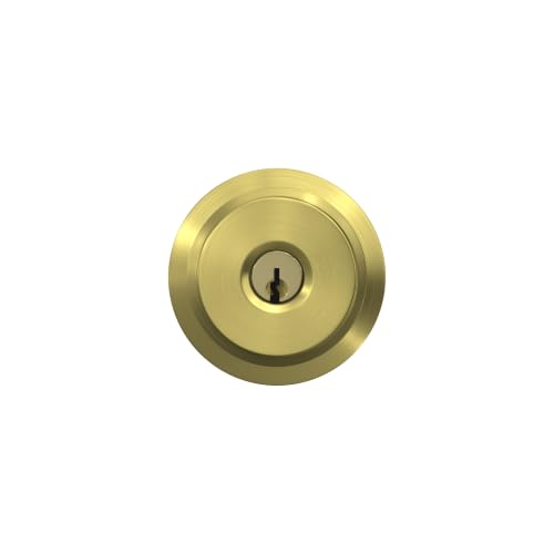 Image of SCHLAGE Bowery Keyed Entry Door Knob, Interior /Exterior, Satin Brass | Keyed entry door knob with turn-button lock, Easy to install, Certified security & durability, Universal fit, 2 keys