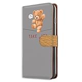 OPPO A3 5G 用 CPH2639 リスク熊 テディベア キャラクター グレー 手帳 スマホケース フレキシブル カバー 210586m