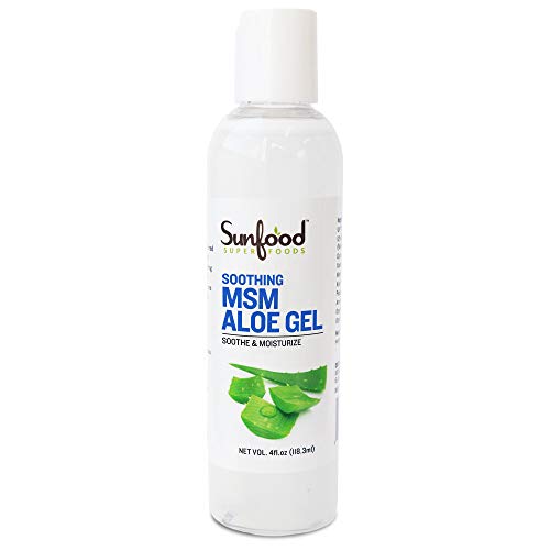 Sunfood Superfoods All-Natural MSM Aloe Gel. Best Sunburn Remedy. Pain Medicine For Abrasions, Bruises, Burns. Improves Acne Skin & Scar Tissue. Poison Oak & Insect Bite Itch Relief. 4 oz Bottle