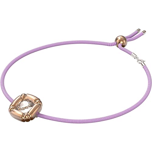 Swarovski Dulcis Necklace with Clear Crystal in Rose Gold-Tone Molded Setting on Purple Braided Cord, Part of the Dulcis Collection