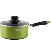 ＣＯＯＫＳＭＡＲＫ 片手鍋 18cm ガラス鍋蓋付 IH対応 フッ素加工 茹で物 ラーメン鍋 グリーン