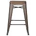 EdgeMod Trattoria 24' Counter Height Industrial Bar Stool with Elmwood Seat, Stackable, Bronze (Set of 4)