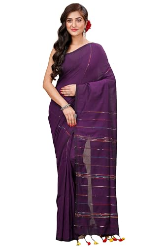 Image of Women's Traditional Bengal Handloom Soft Cotton Khesh Saree