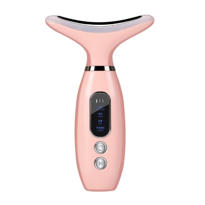 Anluomania Masajeador Facial Eléctrico Cara Antiarrugas, Masajeador Facial Reafirmante 6 Modos LED 7 Colores, Aparatos Faciales 5℃ Frio y 45℃ Calor, Máquina EMS Belleza para Reafirmar Cuello Papada