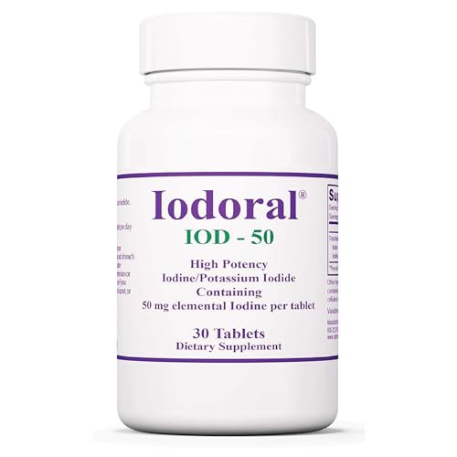 Optimox Iodoral 50 mg Supplement - Potassium Iodide Tablets Thyroid Support Daily Vitamins and Minerals Lugols Iodine Solution - 30 Count.