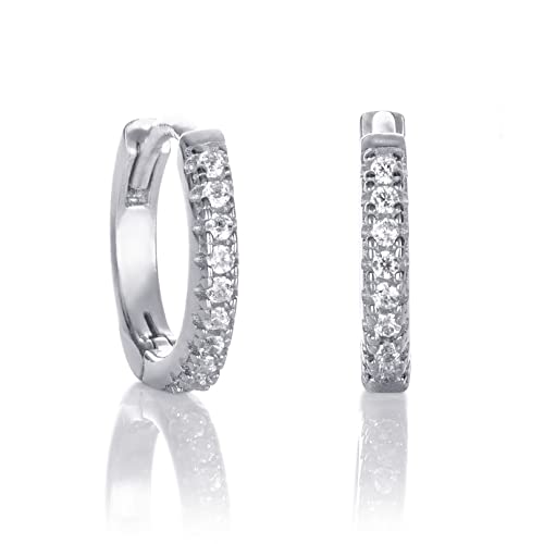 Namana 925 Sterling Silver Small Hoop Earrings for Women and Girls, Small Hoop Earrings with Colorful or White Cubic Zirconia Stones Huggie Earrings for Women, Cubic Zirconia Sterling Silver Silver
