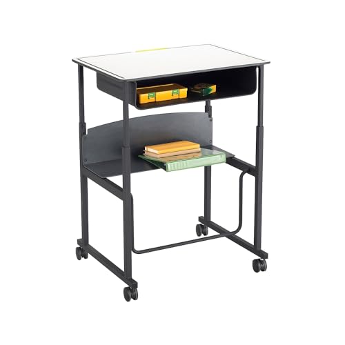Image of Safco Products 1211BL Hard Floor Casters with Alphabetter Desk, Black Classroom and Home School Desk