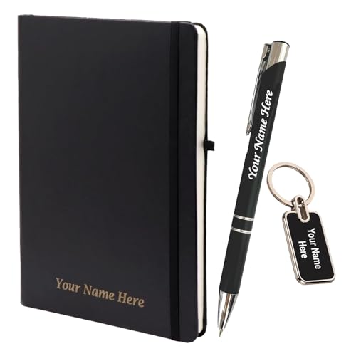 Image of Personalized Diary, Metal Pen & Keychain Set | Size A5-192 Page Writing Journal | Engraved Gift Set for Office, Corporate Events, Diwali, Christmas & Special Occasions | Bestsellers | Perfect For Corporate Gifting