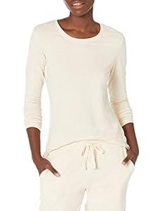Amazon Essentials Damen Regular-Fit Langarm-T-Shirt Rundhalsausschnitt (In Übergröße Erhältlich), Haferbeige Meliert, L