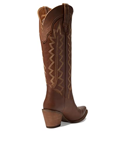 Image of Dingo Womens High Cotton Embroidery Snip Toe Casual Boots Knee High Mid Heel 2-3 inch