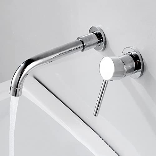 Mitigeur de lavabo mural anti-calcaire en laiton pour éliminer l'encombrement