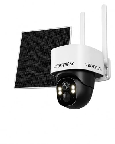 Defender AI 2K+ Frontier 4G LTE Wireless Cellular Security Camera 360 PTZ No WiFi Camera AI Tracking Color Night Vision 2-Way Talk eSIM 5W Solar Panel Empower App Paid Plan Required
