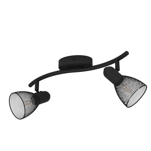 Lampe de plafond 2 flammes Carovigno Eglo en acier noir pour illuminer le salon et la cuisine