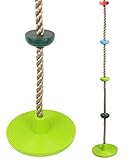 HOQ Tellerschaukel mit extra starkem Knotenseil max. Nutzergewicht 100 kg Schaukelsitz Affenschaukel