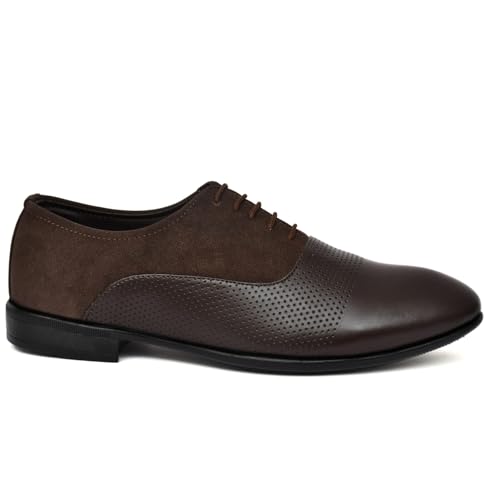 Mens-Stylish-Brown-Perforated-Leather-Dress-Shoes