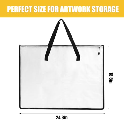 Image of EOOUT 4pcs 18.5x24.8 Inches Art Portfolio Bags, Portfolio Folder for Artwork, Posters Storage Bag with Zipper and Handle Mesh Folder Organizers for Poster, Scrapbook, Keepsake and Bulletin Board