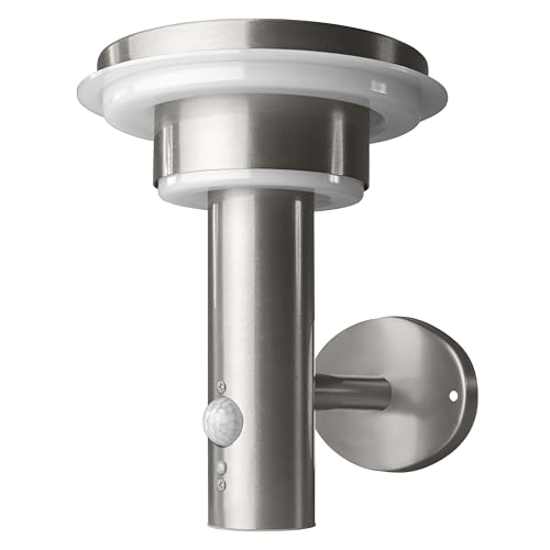OSRAM Aplique de pared LED solar para exteriores estilo ENDURA, color negro, con sensor de movimiento y luz, 3 modos, IP44, diseño moderno para jardín y patio