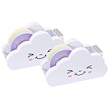 Cloud Tape Dispenser 2 Set of Tape Dispenser, Cute Desktop Tape Cutter with Rainbow Tape for Office Home Stationery Supplies Washi Paper Cutter