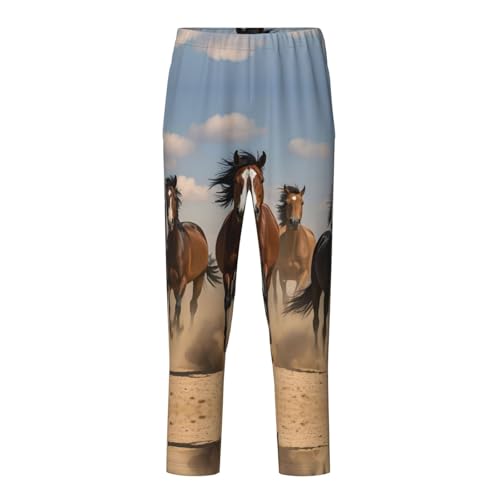 Pajama Pants Pajama Bottoms with Elastic Waistband Sleepwear Lounge Pants, Running Horse