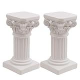 Saihisday 2Pcs White Roman Pillar Statues Greek Columns Candle Holder Mini Roman Pillar Greek Columns Mini Resin Decorations for Wedding Table Garden Home Decoration, 3.9' D x 7.5' W x 7.5' H