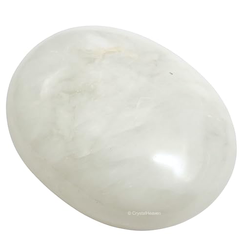 Image of Certified White Agate Snow Quartz Crystal Palm Pebbles Stones for Anxiety Stress Relief Massage - AAA Grade Original Healing Gemstone Agate Palm Stone for Yoga Meditation Spiritual Reiki Feng Shui