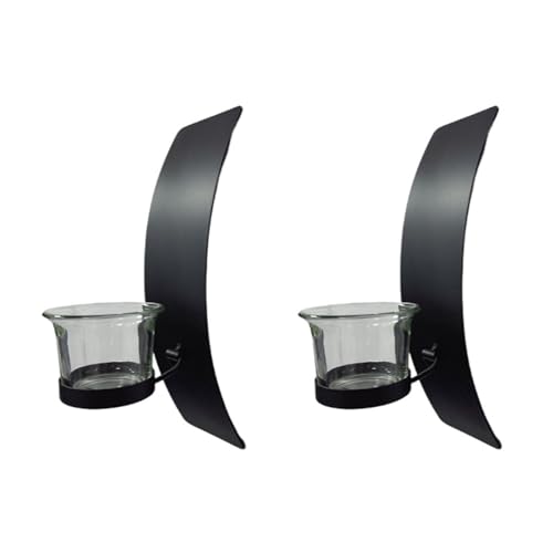 Xanorrg Candelabros De Pared Curvos Minimalistas 2 Piezas con Apliques Hierro Vidrio para Decoración Espacios Vida Contemporáneos Apliques Decoración Bodas