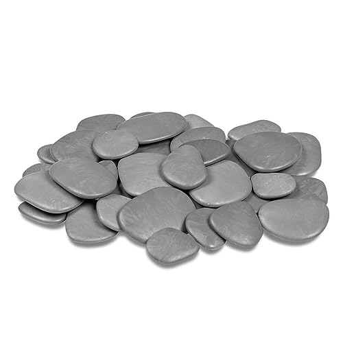 Kalapanta - Galets décoratifs en Plastique recyclé pour Pots, Aquariums, Maison, Jardin (Taille L Ø 5-8 cm, Environ 45 pièces, Gris), Fabriqué en Italie