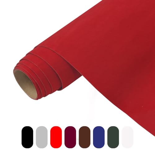 Velvet Fabric Red Felt Drawer Liner, Velvet Adhesive Sheets for Drawers and Jewelry Boxes, Peel and Stick Liner for DIY Crafts 17 x 79 inches