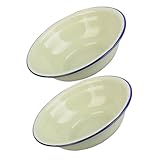FONDOTIN 2 piezas Cuencos Esmaltados Vintage Borde Enrollado Reforzado Cuencos de Esmalte Grueso para Sopa y Uso Doméstico Duraderos y Fáciles de Limpiar Estilo Retro para Cocina