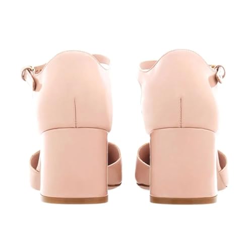 Women Ankle T-Strap Buckle Mid Heel Mary Janes Closed Square Toe Block Heels Pumps Comfy Party School Dress Shoes Size 4-16 US4