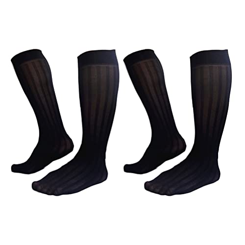 GAOGAO Super Thin Men's Stripe Dress Socks Sweat Absorbing Knee High Socks Business Over The Calf Stocking