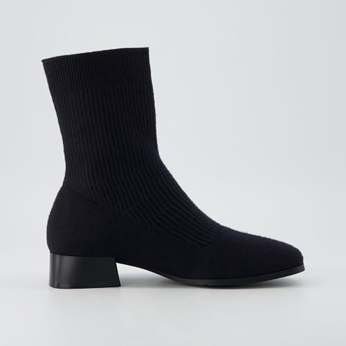 CUSHIONAIRE Women's Russel Knit Ankle Boot with Block Heel +Memory Foam, Wide Widths Available4