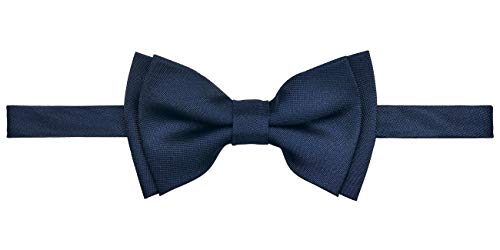 Retreez Solid Matte Color Woven Microfiber Pre-tied Boy's Bow Tie - Navy Blue - 24 months - 4 years