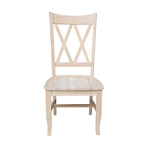 International Concepts Set Of Two Double X-Back Dining Chair, 19.9"W X 22"D X 41.3"H, Wood Unfinished #TOP4