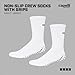 Capelli Sport Crew Socks with Grips, Athletic Non Slip Pair for Men and Women, White, Large