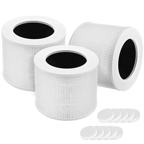 Core Mini Replacement Filter, Compatible with LEVOIT Core Mini Air Purifier, Core Mini-P, 3-in-1 Filter Replacement, Replace Part #Core Mini-RF, 3 Filter & 10 Fragrance Sponge