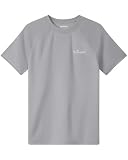Blueleaf UPF 50+ Boys Swim Shirt 2T to Youth Short Sleeve Rash Guard Kids Toddler UV Sun Protection Water Shirts for Beach Surf Quick Dry M Gray
