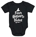MoonWorks® Kurzarm Baby Body HP Future Student Jungen Mädchen Onesie Bodyshirt schwarz 12-18 Monate