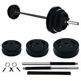 EastVita Adjustable Barbell Weight Set with 51-Inch Bar & Multi-Weight Handle Grip Plates– Strength Training Equipment for Home Gym, Versatile for Squats, Deadlifts & Dumbbell Workouts