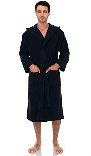 TowelSelections Men’s Robe Turkish Cotton Luxury Hooded Terry Bathrobe Small/Medium Navy4