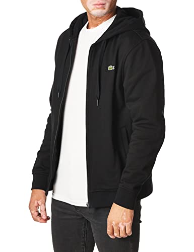 Lacoste Mens Sport Long Sleeve Fleece Full Zip Hoodie Sweatshirt, Black/Black, Large Us #TOP3