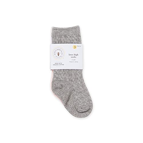 Burt'S Bees Baby LY28277-MLT-3M Baby Girls Socks, Set Of 3 Cable Knit Knee-High Organic Cotton Stockings Socks thumb #1