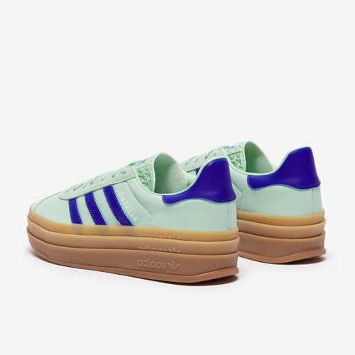 Image of adidas Originals Gazelle Bold Women's Sneakers, Clear Mint /Lucid Blue /Gold Metallic, Size 6