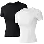 Loovoo Women Workout Shirts 1/2/3 Pack Athletic Compression Tee Dry Fit Yoga Gym Basic Tops