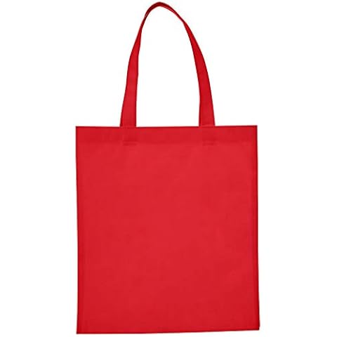 Reusable Convention - Conference Tote Bags Non Woven Bright Colors for Promotions, Red, Set of 100 Cover