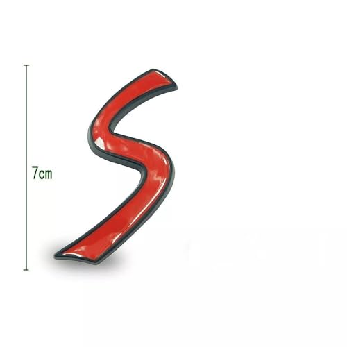 Image of Generic 1PC S Emblem 3D Metal Letter Rear Trunk Boot Lid Hatch Tailgate Badge Replacement for R53 R55 R56 R57 R59 F56 F55 (Black red)