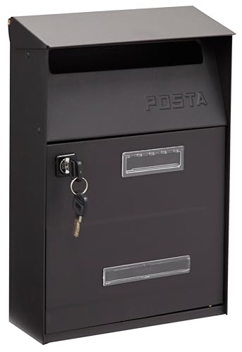 ARREGUI 2006/N Postale Individuale in Acciaio, Cassetta della Posta da Parete, Finestra di Visualizzazione, Nero, Dimensione S (DIN A5) - 32,5 x 22 x 11 cm