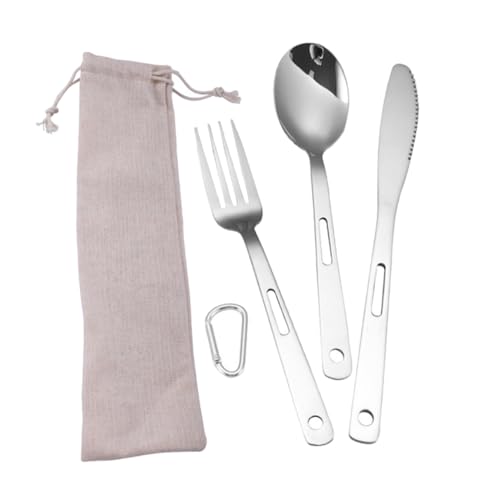 WESIEVYA ステンレス製キャンプ用カトラリーセット 耐摩耗性 防錆性のアウトドア用食器 軽量携帯可能 旅行用食器セット ファミリー向けキャンプ用品