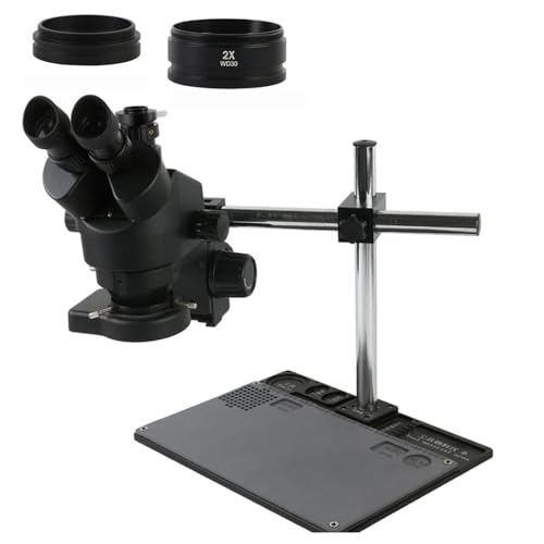 Microscope 7-45X 3.5X-90X Trinocular Stereo Zoom Microscope Phone Soldering Repair Platform Stand with 0.5X 1.0X 0.7X 2.0X Objective Lens(with 1.0X 2.0X)